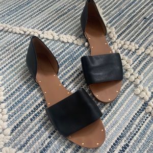 Madewell black leather flat sandal